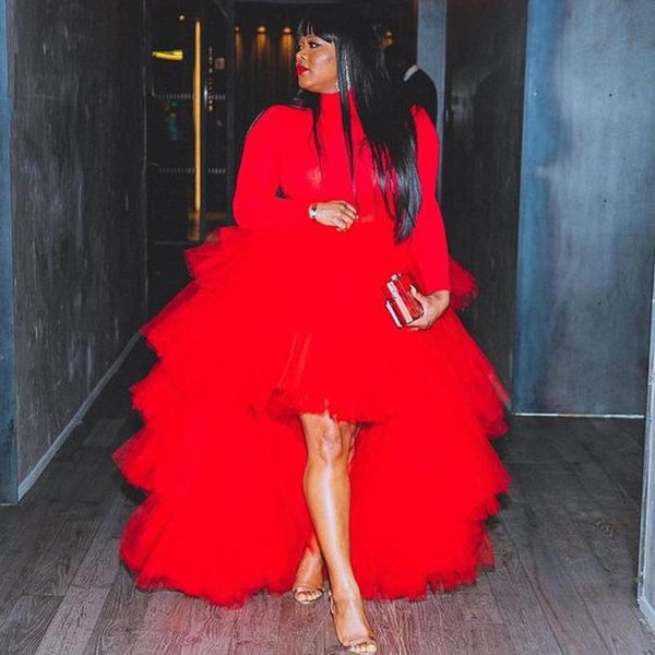 

skirts red high low tulle skirt for women puffy draped mesh tutu asymmetric prom wedding guest gown saia faldas, Black
