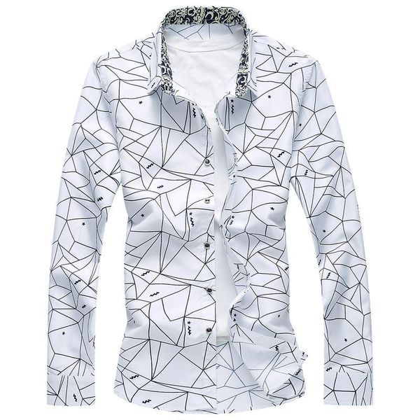 

plaid blouse men fashion hawaiian shirt men's camisa masculina long sleeve flower casual sky blue navy white shirts, White;black