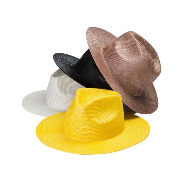 

wide brim hats 2021 black panama hat for women summer sun protecion beach ladies white wedding fashion yellow party wholesale, Blue;gray