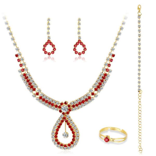 

earrings & necklace korean simple cute flower water drop fashion atmosphere bridal jewelry sets and 4 piece set #f, Silver