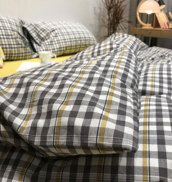 

bedding sets simple plaid geometric set adult,single double cotton twin full  king home textile bed sheet pillowcase duvet cover