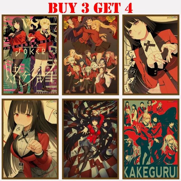 

wall stickers janpnese anime kakegurui kraft paper for home movie retro vintage poster decor room