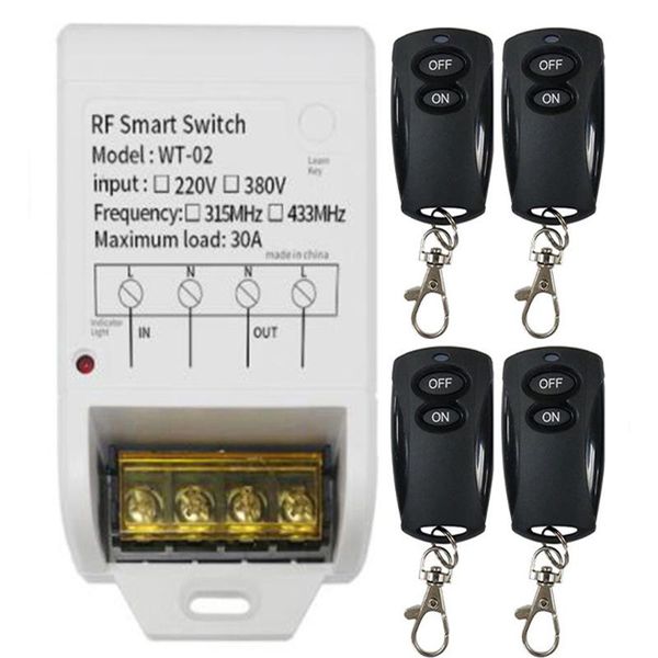 

remote controlers 433mhz wireless control switch ac 380v 30a rf relay receiver module & 2button for water pump factory motor