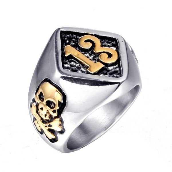 

delicate ring fashionable stainless steel skull men's 13 letter jewelry, Silver