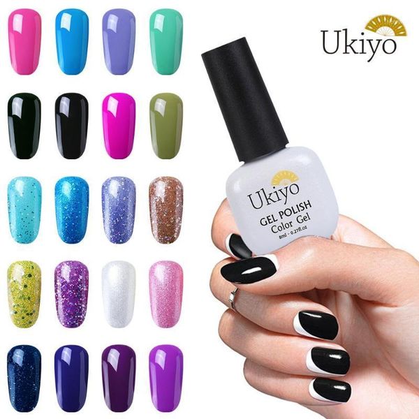 

ukiyo nail polish candy color uv led soak off gel bling primer varnish base hybrid varnishes gellak lucky ink 8ml1, Red;pink