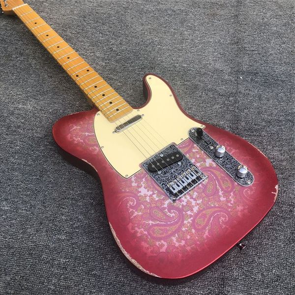 

relic, paisley coral, electric guitar, embossed hardware piano bridge, wholesale and retail of freight, real ps