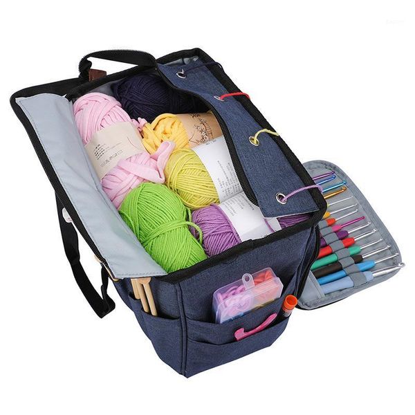 Sacos de armazenamento Qualidade DIY Bolsa de tricô Organizador do agregado familiar Fios portáteis Crochet para agulhas de lã Conjuntos de suprimentos de costura