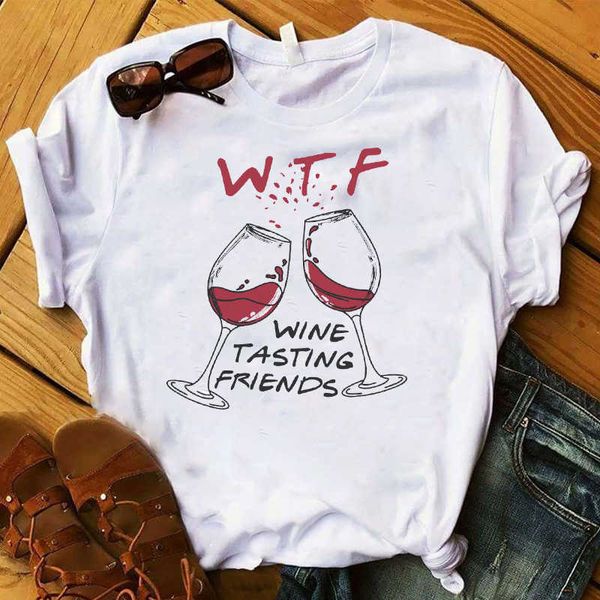 Donne T womens wine degustazione amici moda stampato grafico tee shirt femme top tshirt femminile punk da donna vestiti t-shirt x0527