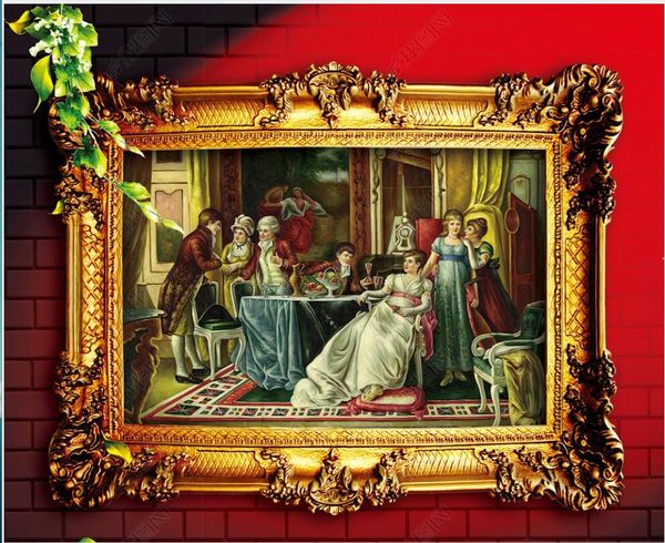 

3d room wallpaer custom p european palace figures gathering oil painting home decor 3d wall murals wallpaper for walls 3d in the living room