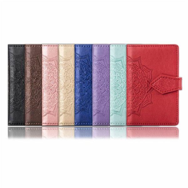 

card holders fashion embossed flower adhesive pouch case pocket sticker phone stand holder wallet j60d, Brown;gray