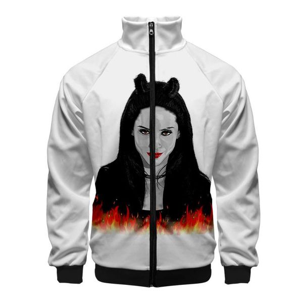 

men's hoodies & sweatshirts lucifer morningstar 3d print jacket harajuku cardigan stand collar zipper male tracksuits streetwear hip ho, Black