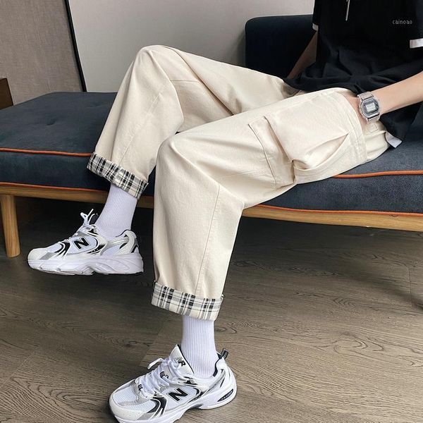 

men's pants 2021 brand clothing solid color men harem korean casual straight harajuku man cotton trousers haroun 3xl, Black