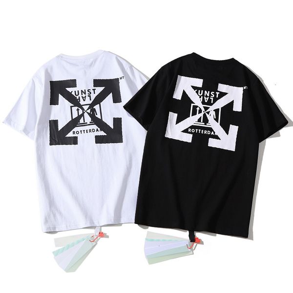 

t shirt summer 2021 chaopai co branded men's and women's t-shirt with printed letters from rotterdam museum of art, White;black
