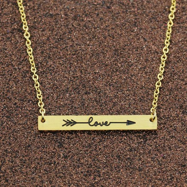 

pendant necklaces one direction love arrow statement necklace women men jewelry stainless steel rose gold color ketting long bar, Silver