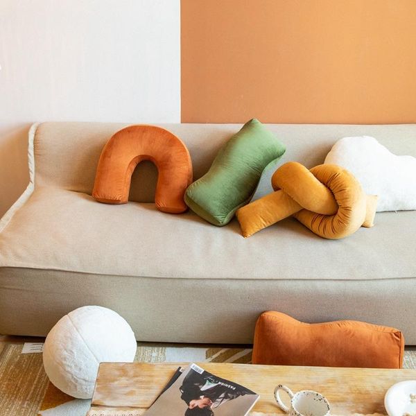 

cushion/decorative pillow sofa waist velvet wave shape knot cushion cute children room living home decorate special