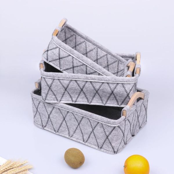 

storage baskets felt basket wooden handle snack toys and fruits large capacity organizer living room sundries box
