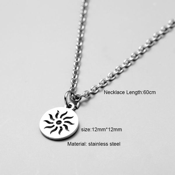 

chains arrival geometric pendant necklaces for women stainless steel round feather shape drop fashion gift to friends, Silver