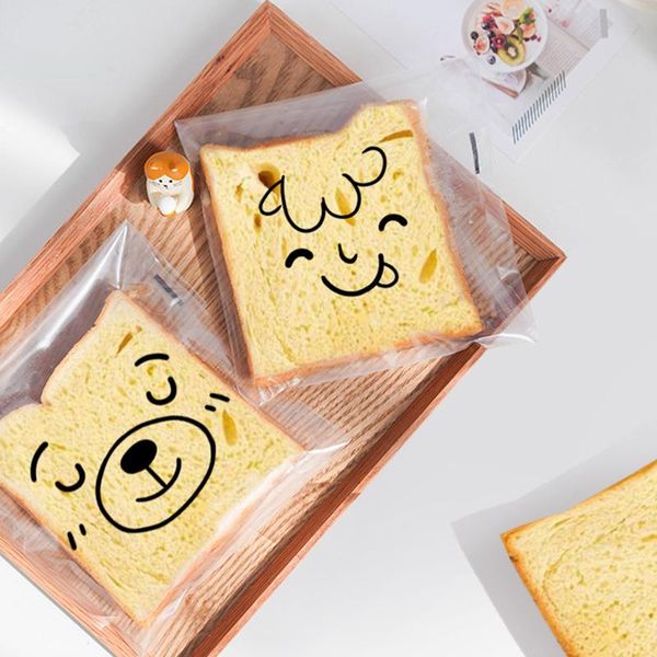 

gift wrap 100pc bread toast sealing plastic cartoon animal bag cake cookies baking bags transparent floral candy