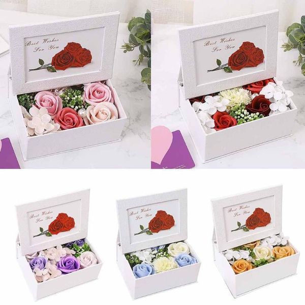 

flower scented bath body valentine's day gift smokeless christmas candles set romantic gifts rose soap box decorative flowers & wreaths
