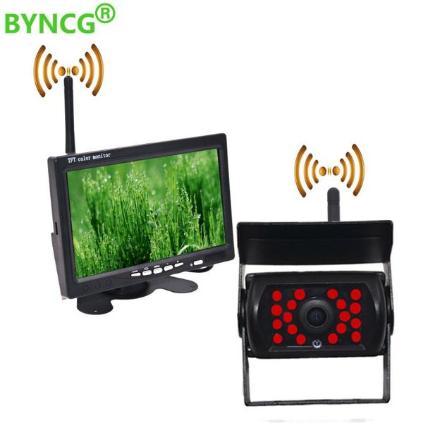 

car rear view cameras& parking sensors byncg 7" wired wireless monitor tft lcd camera hd for truck support bus dvd reversing