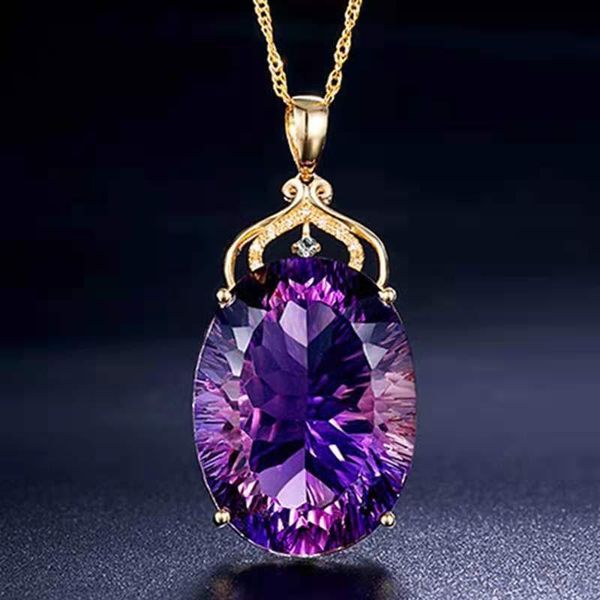 

pendant necklaces 2021 fashion ladies luxury amethyst necklace gemstone men and women jewelry holiday gift, Silver