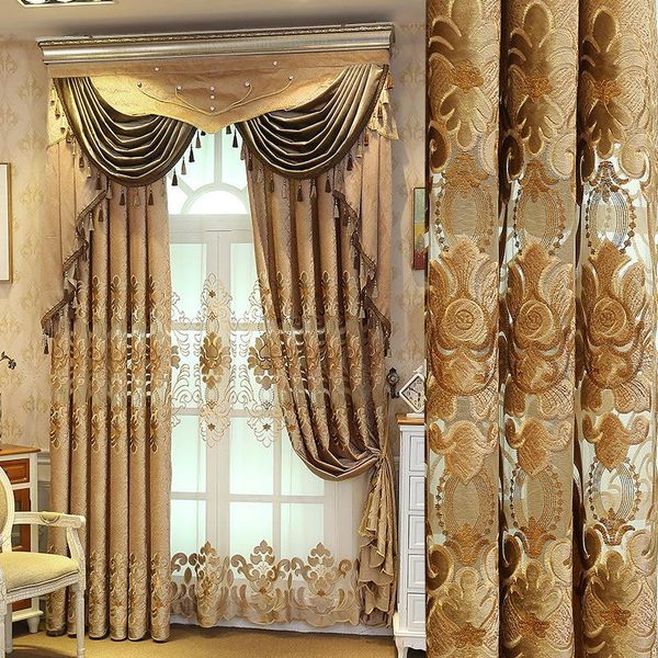 

custom curtains for living room bedroom european-style shade embroidered curtain fabric general pleat ceiling installation & drapes