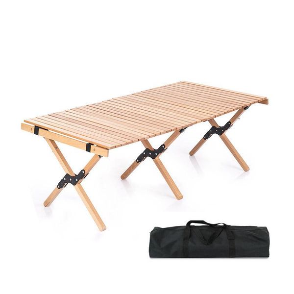

camp furniture outdoor folding egg roll table portable foldable camping picnic wood desk for hiking self-driving tour