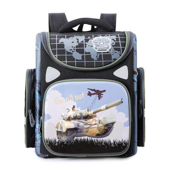 Bolsas de escola Ortopédico Backpack Children Cartoon Cart Pattern Backpacks Para meninos Knapsack de bolsa escolar 3D Kids