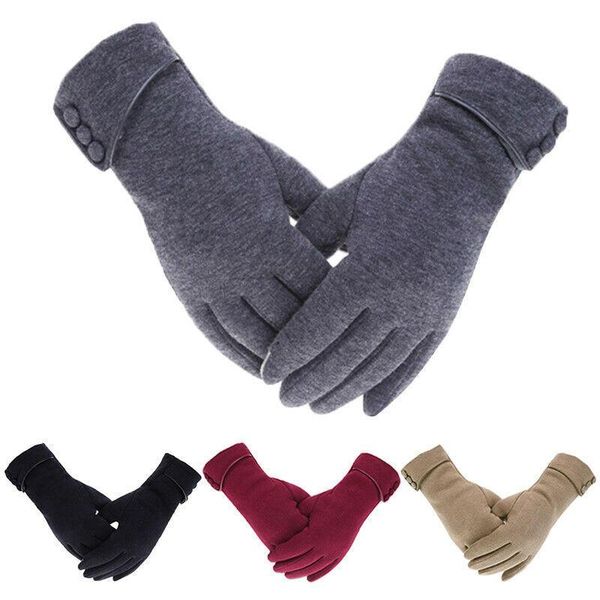 

five fingers gloves women ladies winter warm outdoor cycling hiking windproof fleece lined thermal touch screen phone, Blue;gray