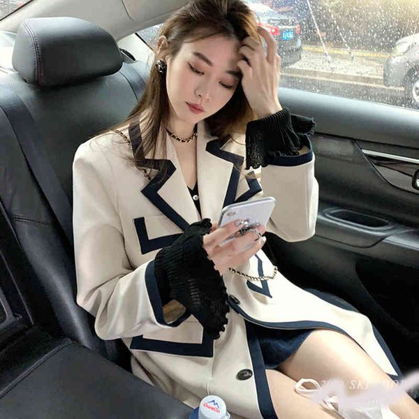 

women's suits & blazers korean chic blazer summer british style fashion simple vintage loose women oversized casual office ladiesd jack, White;black