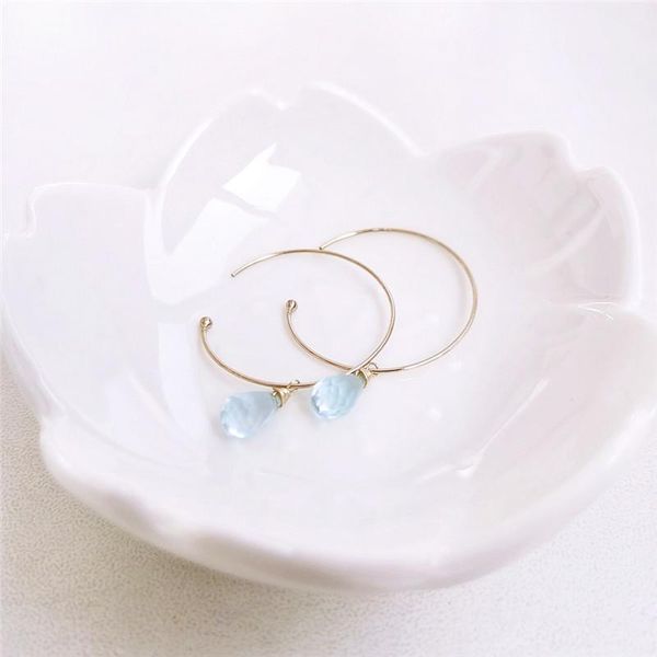 

dangle & chandelier daimi 4-5mm blue z earrings big circle shape 14k gold filled gemstones for women, Silver