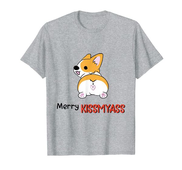 

funny corgi merry kissmyass xmas gift for men women t-shirt, White;black