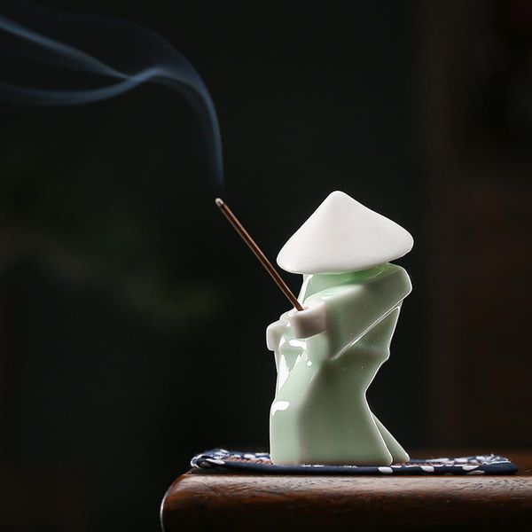 

fragrance lamps ceramic samurai incense stick gamer holder burners ornament home decor 4.7" tall in stock