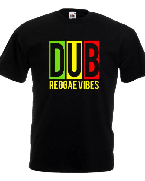

t-shirt dub reggae quality cotton reggae music rasta vibes jamaica bob marley, White;black