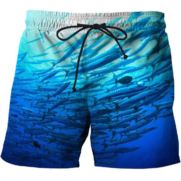 

fun print summer men's beach shorts quick-drying sports 3d ocean fish design surfing anti-sweat cool, White;black