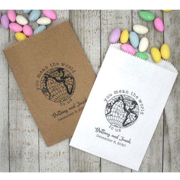

custom baby shower,baptism,birthday party favor bags,personalised "you mean the world to us"thank you desserts buffet treat bags g