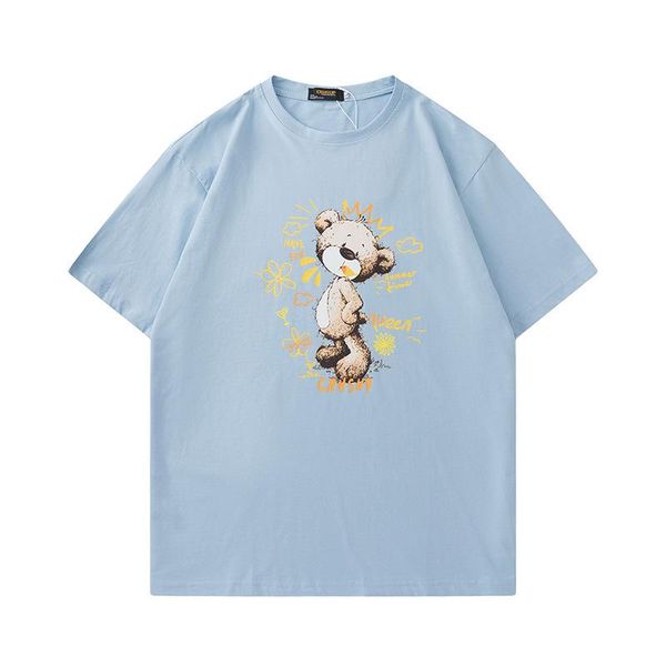 

men's t-shirts brand 100% cotton,funny anime bear design fashion casual loose streetwear summer printed short sleeve t-shirt., White;black