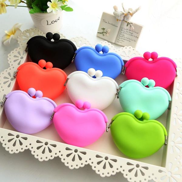 

purse cute love silicone coin bag kawaii candy color key headphone silica gel storage case mini children gift wallet, White