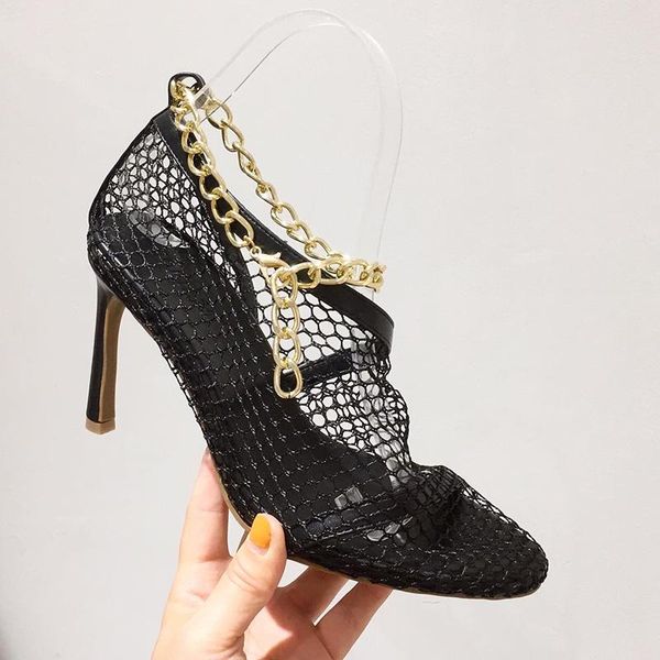 

women heels shoes sandals 2021 for pumps female party high spring mesh hollow design high-heeled dress, Black