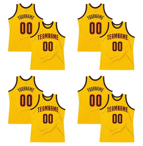 

custom gold brown-orange authentic throwback basketball jersey, Black