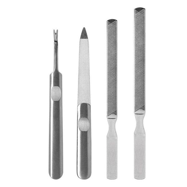 

4pcs nail tools set of stainless steel file dead skin pusher grinder removal potherapy polish pedicure tool art kits