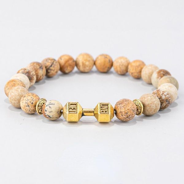 

beaded, strands beaded bracelet men's simple accessories dumbbell stone men, Black