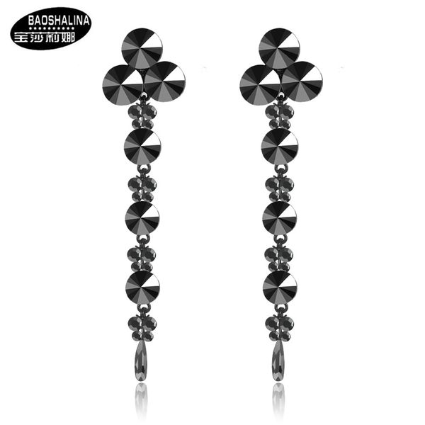 

studs earrings posalina temperament women's full diamond exaggerated nightclub long water drop 123, Golden;silver