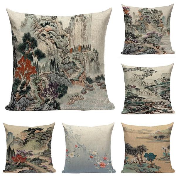

cushion/decorative pillow vintage scenic throw case mountain cushion covers water scenery cases cushions home decor sofa pillowcase funda co