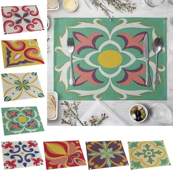 

mats & pads 42x32cm symmetric pattern heat insulation bow dish pad anti-skid placemat waterproof tableware mat kitchen table decoration