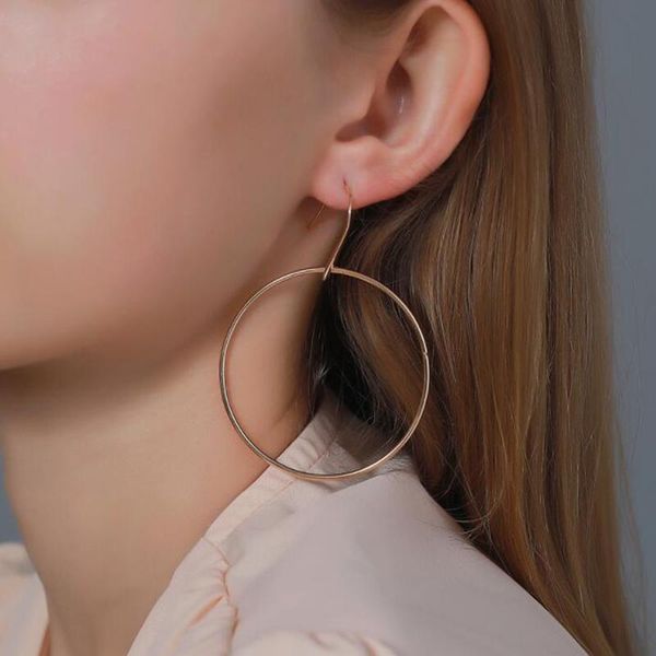 

dangle & chandelier geometric big circle pendant earrings for women gold silver color hook round shaped hanging drop eardrop jewelry