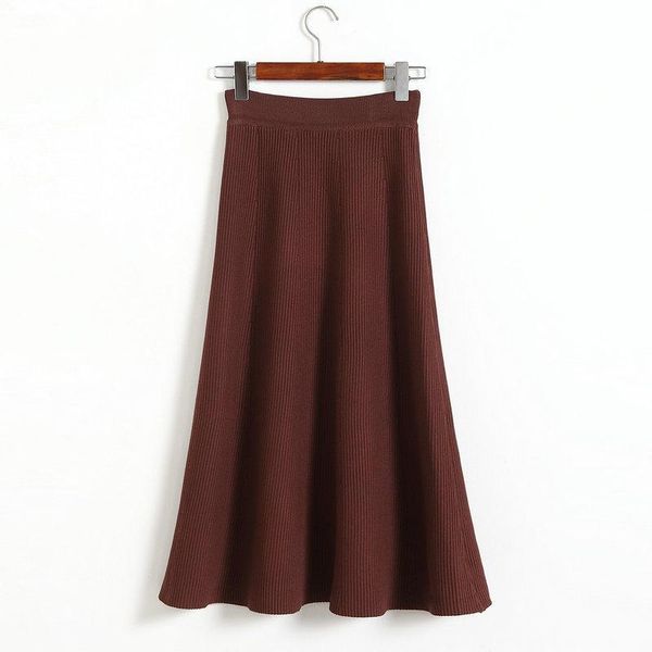 

skirts autumn winter long pleated skirt tall waist knitted disappearance posed a word bitter fleabane elastic, Black