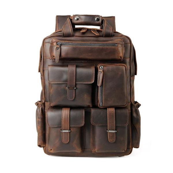 

backpack tiding vintage mens crazy horse leather lapbag pack genuine cow for travelling