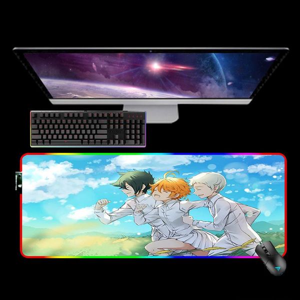 

mouse pads & wrist rests led anime the promised neverland rgb carpet desk mat mousepad gamer accessories mice keyboards computer peripherals