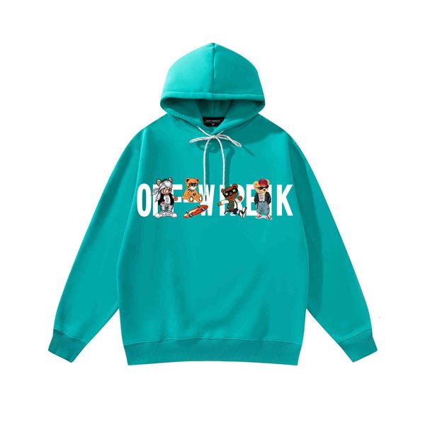 

off-wireik | plush hoodie men's letter print oversize loose version, Black